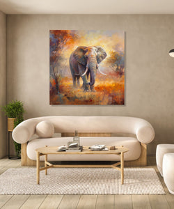 Wild Elephant in Sunset Hues