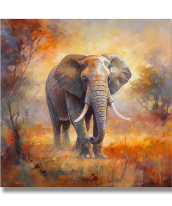 Wild Elephant in Sunset Hues