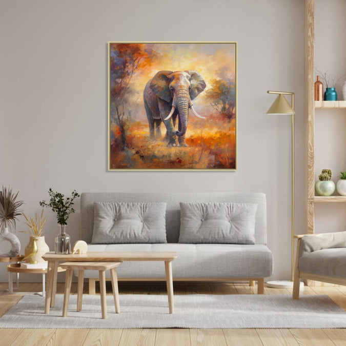 Wild Elephant in Sunset Hues