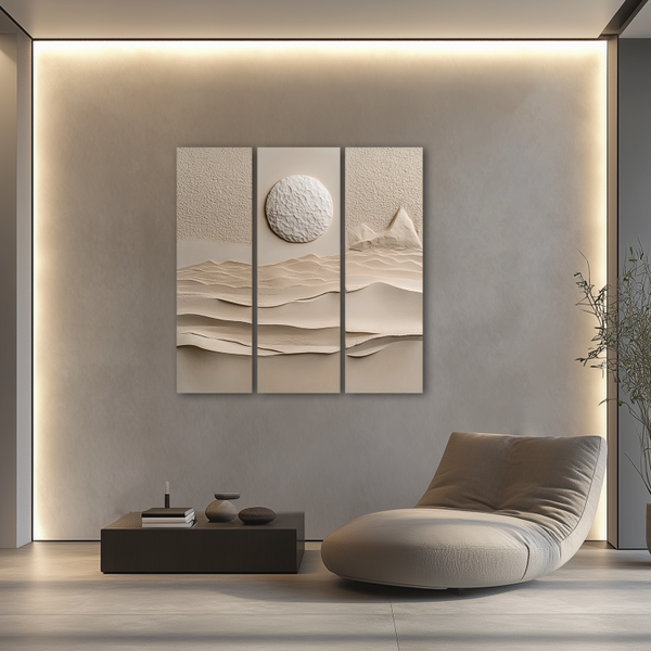 Sun Mountains 3D Art on Wood in 3 Panels