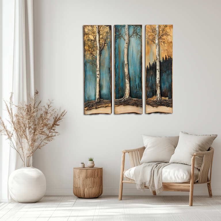 Tree Art on Wood Base | Elegant Nature-Inspired Wall Decor