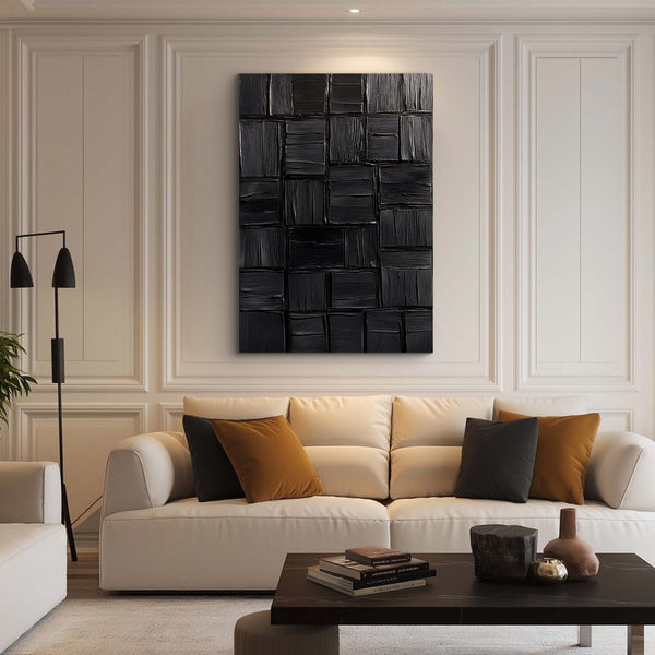 Black 3D geometric wall art
