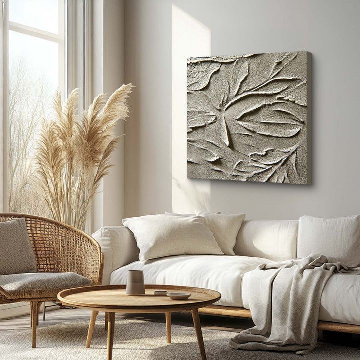 Textured Botanical Relief Art - Handmade Nature-Inspired Wall Art