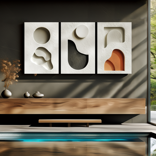 3-panel 3D art piece