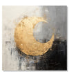 Painting for Living Room:Black Grey and white abstract background with Golden circle in the middle with 1/4 area empty