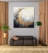 Black, grey and white abstract with Gold colour 3/4th moon shape