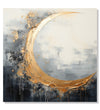 Painting for Living Room:Black, grey and white abstract with Gold colour 3/4th moon shape