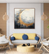 Painting for Home:Black, grey and white abstract with Gold colour 3/4th moon shape