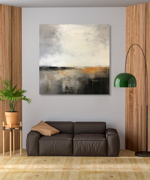 Minimalistic abstract with Black, grey, white and slight orange shades