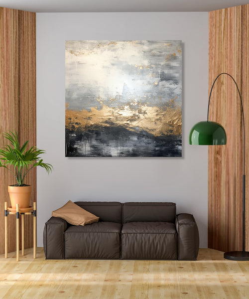 Abstract with Gold, white, grey and black shades