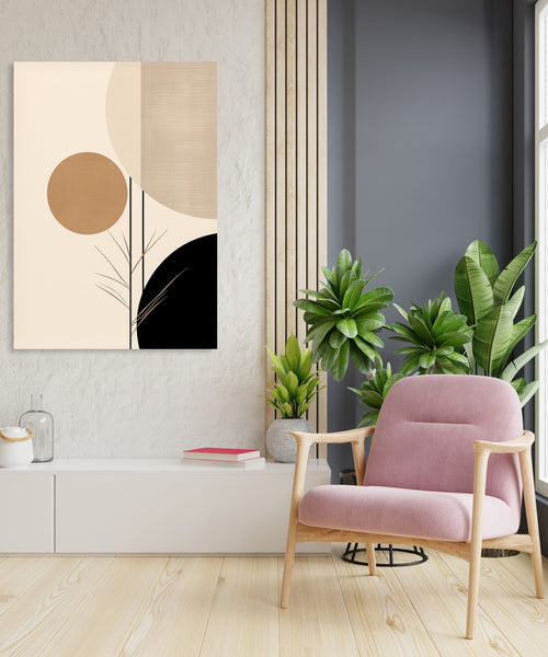 Geometric shape abstract in black and beige colours