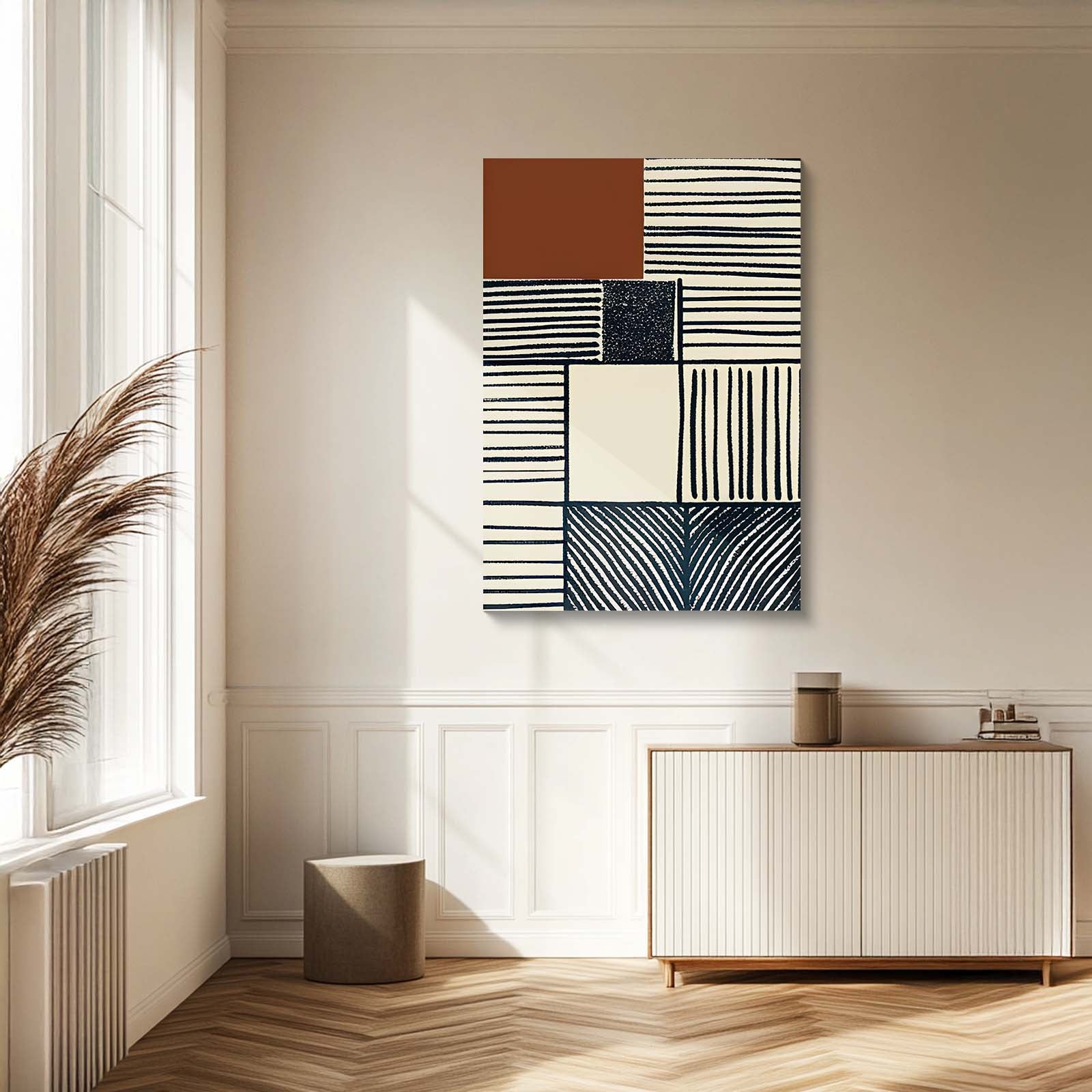 Vintage Grid Art | Contemporary Abstract Painting – CRAFTICO