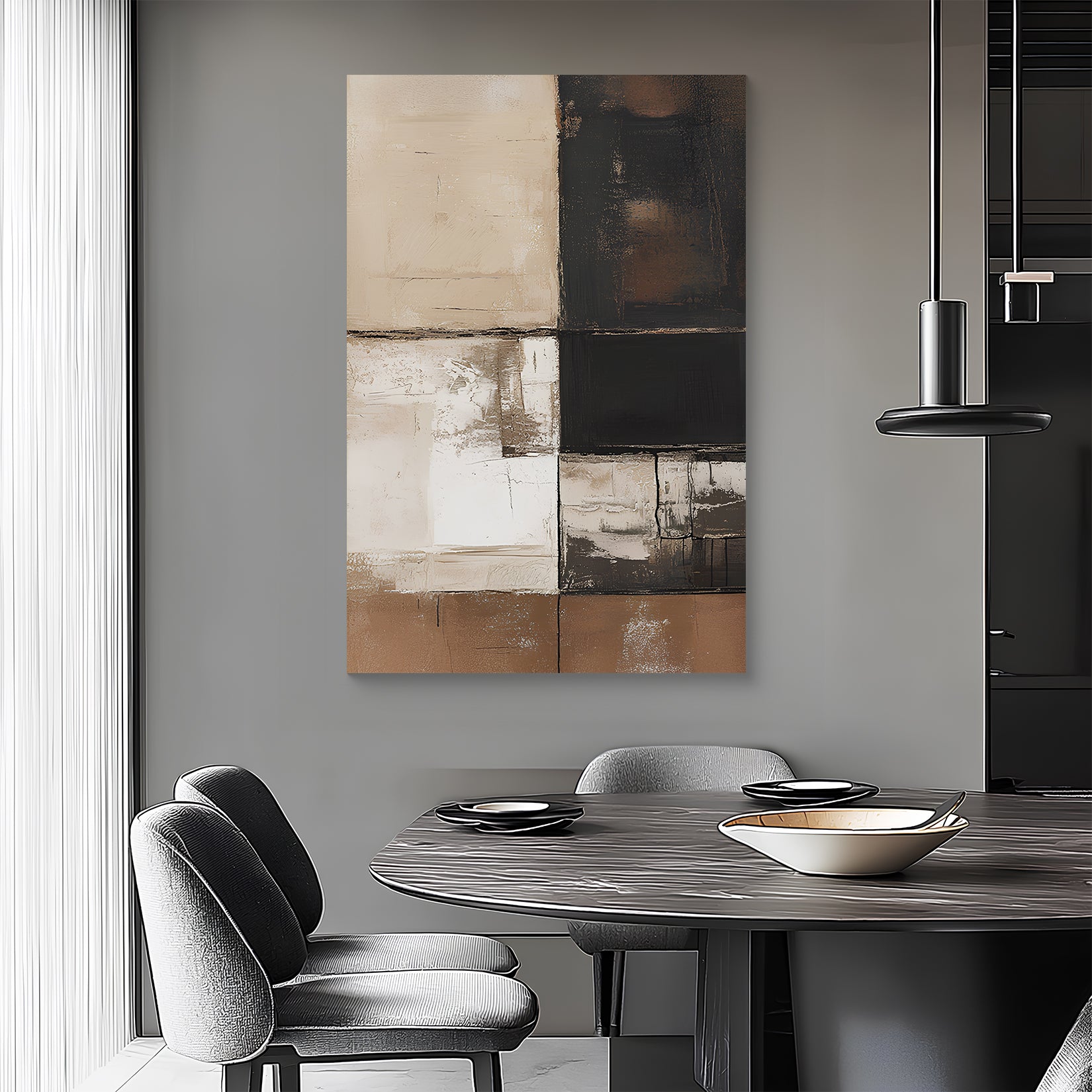 Boho Abstract Grid Painting with Earthy Textures | Craftico