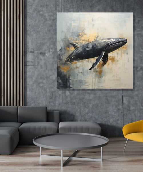 A Black grey Whale in abstract background
