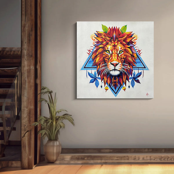 Lion T6 | Stretched on Wood (Borderless Frame)