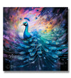 Realistic peacock in abstract greenish background 