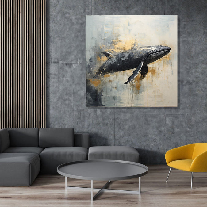 A Black grey Whale in abstract background