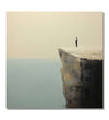 A lone man stands at the precipice of a cliff, gazing into the vast expanse of the sea below : Living room Painting