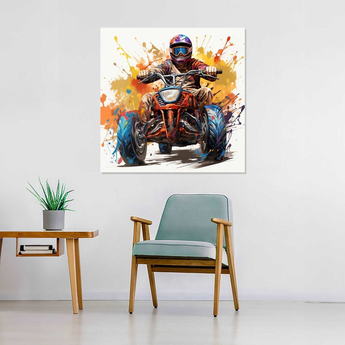 A man go carting, vibrant colour splash