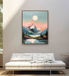 Abstract LS of full moon, snow mountains and water reflection Room 2