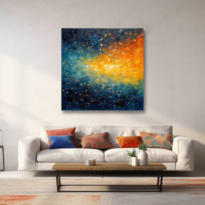 Abstract painting of Yellow green and dark green and black colour abstract Room 1