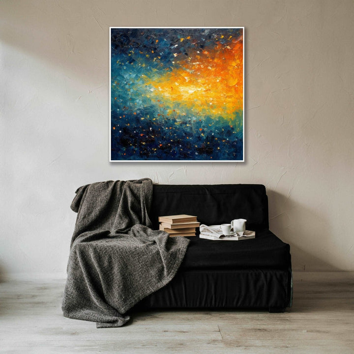 Abstract painting of Yellow green and dark green and black colour abstract Room 2