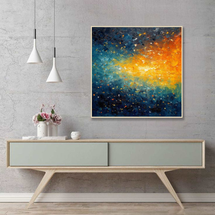 Abstract painting of Yellow green and dark green and black colour abstract Room 4