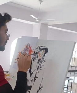 Artist Making Custom Art in Studio