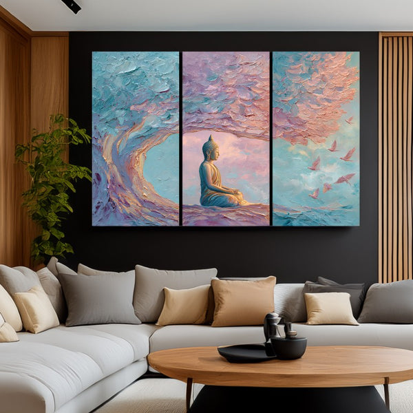 3-panel handmade textured painting