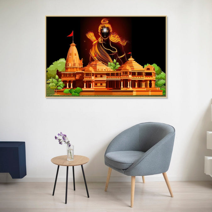 Canvas Painting for Living Room : ram-mandir-horizontal