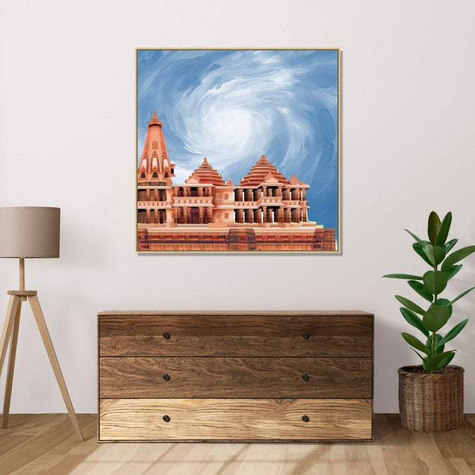 Canvas Painting for Living Room : ram-mandir-spiral