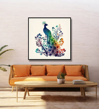Colourful peacock in branches, white background Room 2