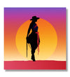 Cowboy Girl shadow, Orange plain background 