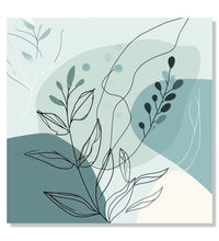 Painting for Living Room:An Abstract with dull sea green colour shapes and leaves and shoots in front