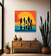 Family of 5 shadow walking through sunset background Room 1