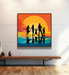 Family of 5 shadow walking through sunset background Room 2