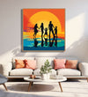 Family of 5 shadow walking through sunset background Room 3