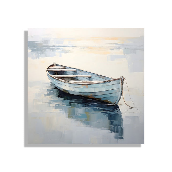 Grey boat in grey water, abstract 