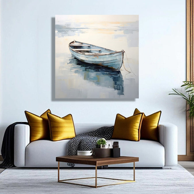 Grey boat in grey water, abstract Room 1