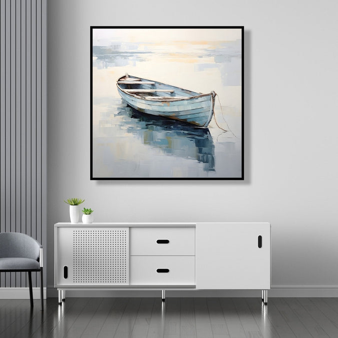 Grey boat in grey water, abstract Room 4