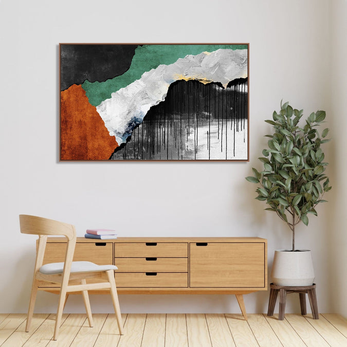 Handmade Painting for Bed Room : abstract-dripping-night