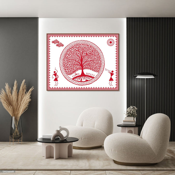 Handmade Painting for Bed Room : aipan-tree-of-life