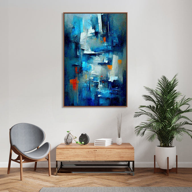 Handmade Painting for Bed Room : aqua-abstract