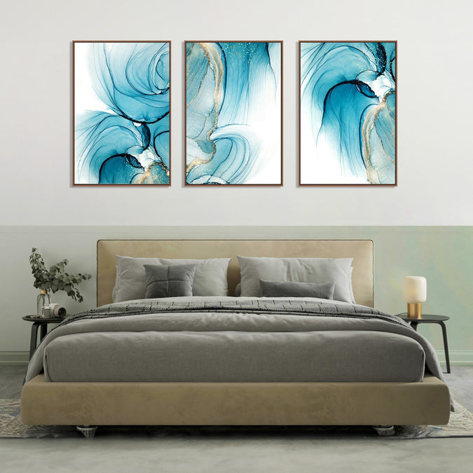 Handmade Painting for Bed Room : aqua-shapes