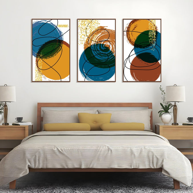 Handmade Painting for Bed Room : blue-earthy-shape-abstracts