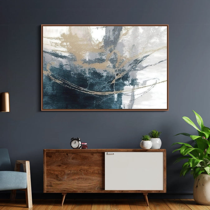 Handmade Painting for Bed Room : blue-gold-fusion