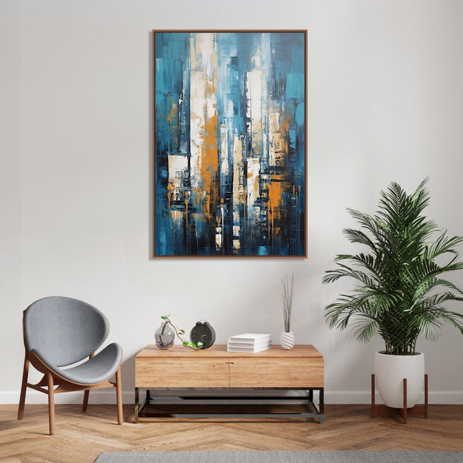 Handmade Painting for Bed Room : blue-rain