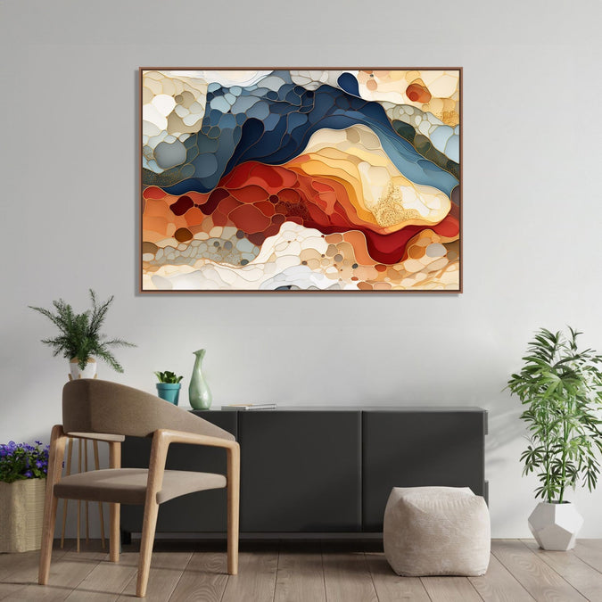 Handmade Painting for Bed Room : cloudy-mountains