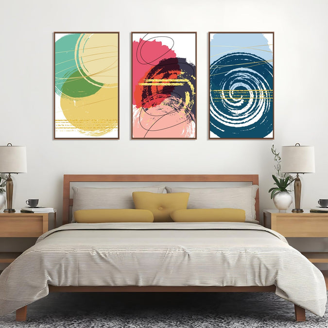 Handmade Painting for Bed Room : colourful-abstract-shapes