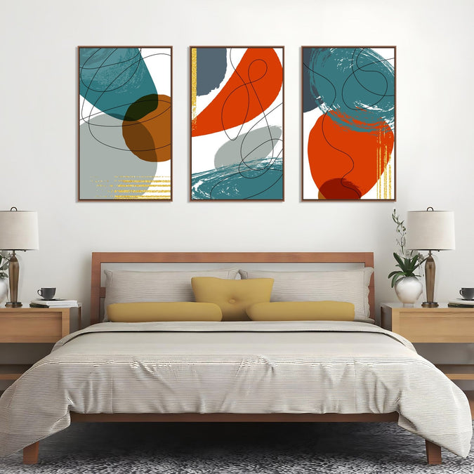 Handmade Painting for Bed Room : colourful-abstract-shapes-and-lines